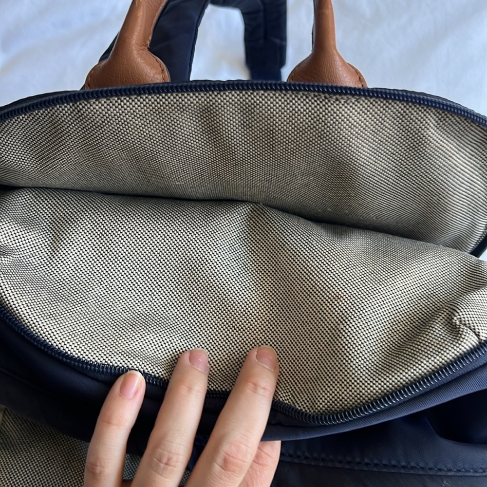 Blue with faux leather brown detail Vince Camuto Backpack nylon - Picture 8 of 10